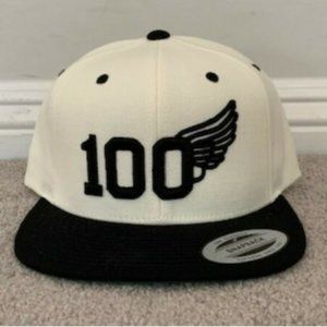 XYZ "KEEP IT 100" Hip Hop Classic Snapback Baseball Cap, White w/ Black Logo